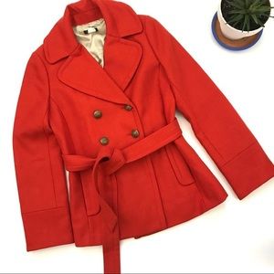 J.Crew Red Wool Peacoat Tie Belt Women's 6 A8